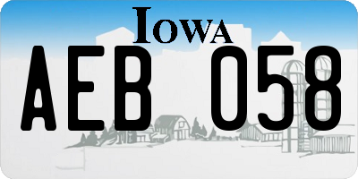 IA license plate AEB058
