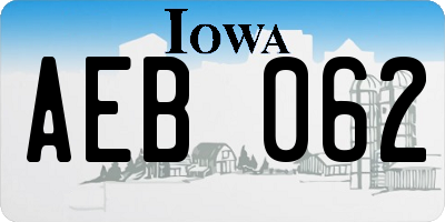IA license plate AEB062