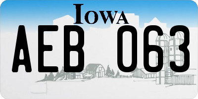 IA license plate AEB063