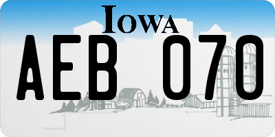 IA license plate AEB070