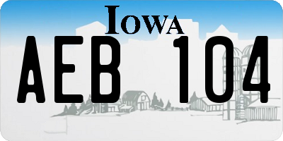 IA license plate AEB104