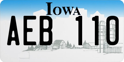 IA license plate AEB110