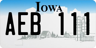 IA license plate AEB111