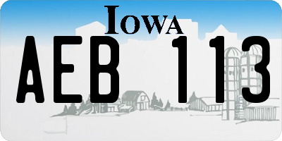 IA license plate AEB113