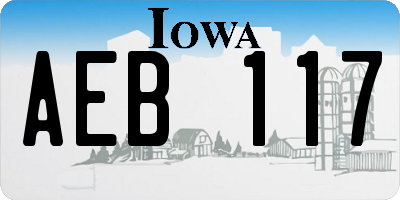 IA license plate AEB117