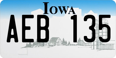 IA license plate AEB135
