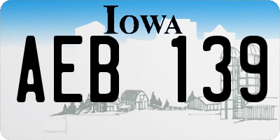 IA license plate AEB139