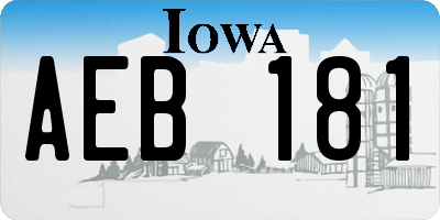 IA license plate AEB181