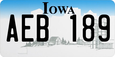 IA license plate AEB189