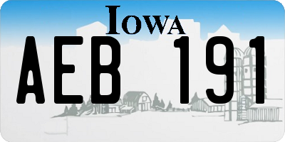 IA license plate AEB191