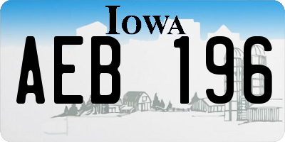 IA license plate AEB196