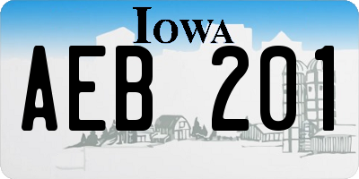 IA license plate AEB201