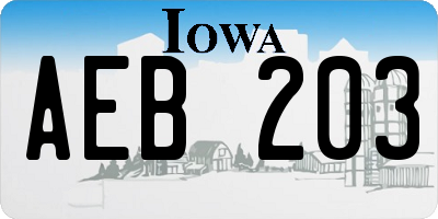 IA license plate AEB203