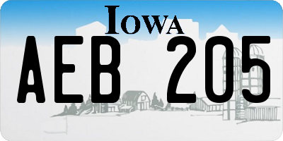IA license plate AEB205