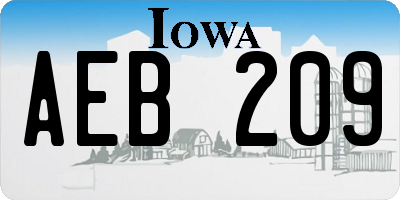 IA license plate AEB209