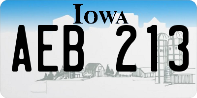 IA license plate AEB213