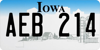 IA license plate AEB214