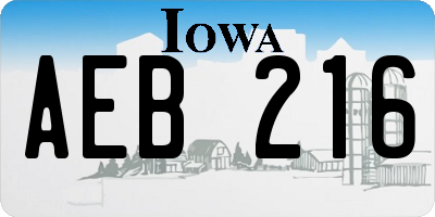 IA license plate AEB216