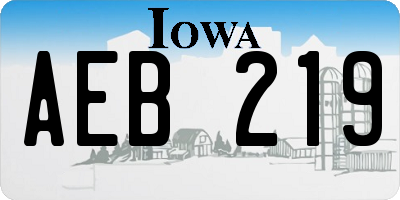 IA license plate AEB219