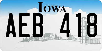 IA license plate AEB418