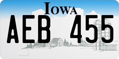 IA license plate AEB455