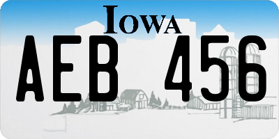 IA license plate AEB456