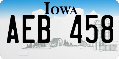 IA license plate AEB458