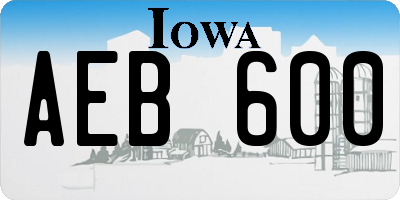 IA license plate AEB600