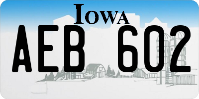 IA license plate AEB602