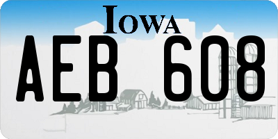 IA license plate AEB608