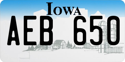 IA license plate AEB650