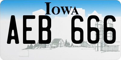 IA license plate AEB666