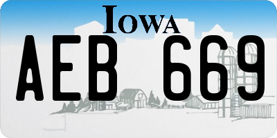 IA license plate AEB669