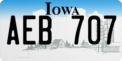 IA license plate AEB707