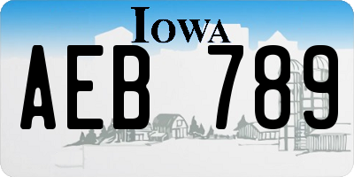 IA license plate AEB789