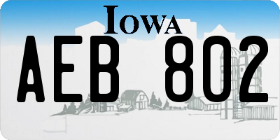 IA license plate AEB802