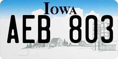 IA license plate AEB803