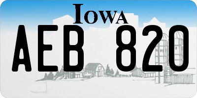 IA license plate AEB820