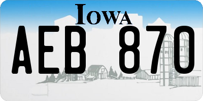 IA license plate AEB870
