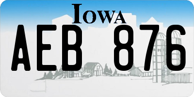 IA license plate AEB876
