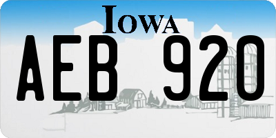 IA license plate AEB920