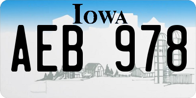 IA license plate AEB978