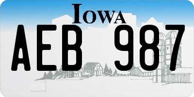 IA license plate AEB987