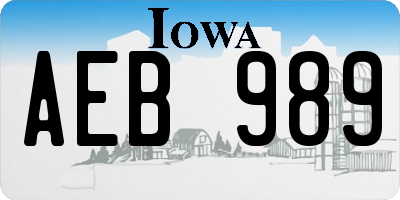 IA license plate AEB989
