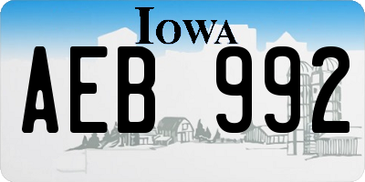 IA license plate AEB992