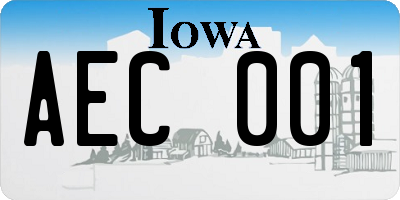 IA license plate AEC001