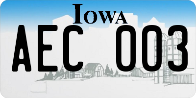 IA license plate AEC003