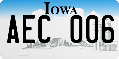 IA license plate AEC006