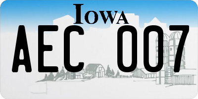 IA license plate AEC007