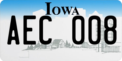 IA license plate AEC008